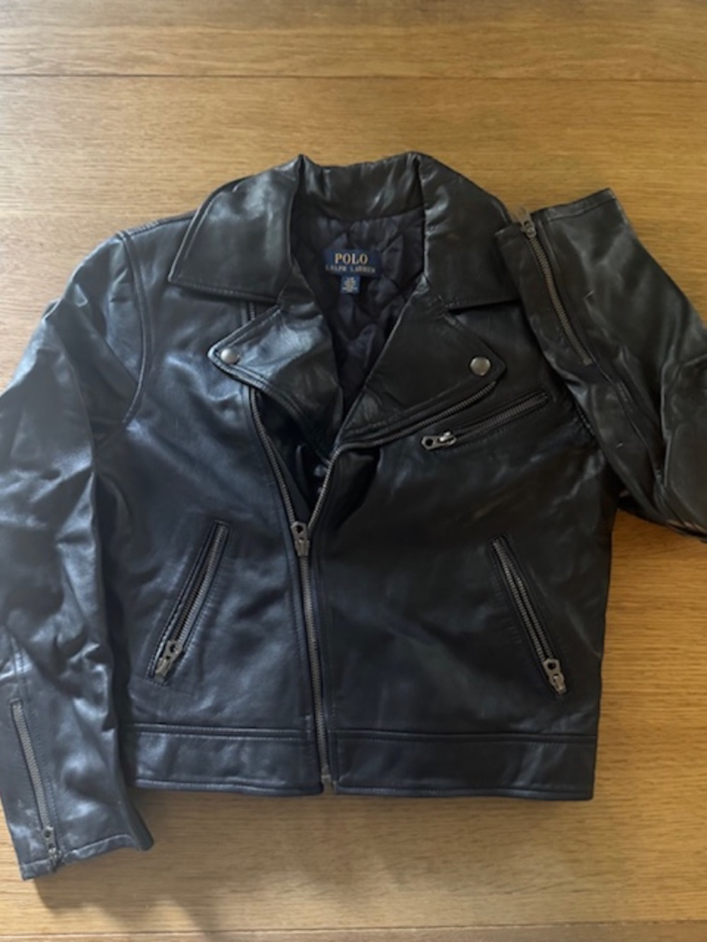 Ralph Lauren Black Leather Jacket. Girl. Size L (13/14) - Picture 4 of 8